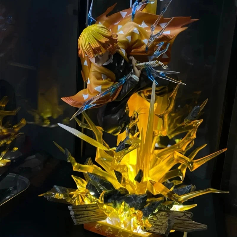 30cm Anime Demon Slayer Figure Agatsuma Zen'Itsu Luminous Double Headed Statue Action Figure Model Trend Toys Gift 30cm Anime Demon Slayer Figure Agatsuma Zen'Itsu Luminous Double Headed Statue Action Figure Model Trend Toys Gift